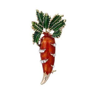 Carrot brooch pin hand painted
